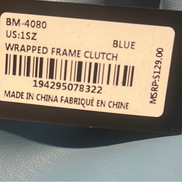 Badgley Mischka Handbag, Wrapped Frame Clutch, Chain Strap, Blue Purse - Picture 3 of 3